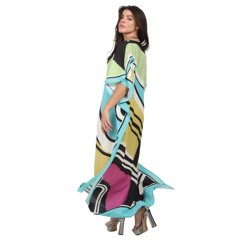 Kaftan vestido longa estampada moderno
