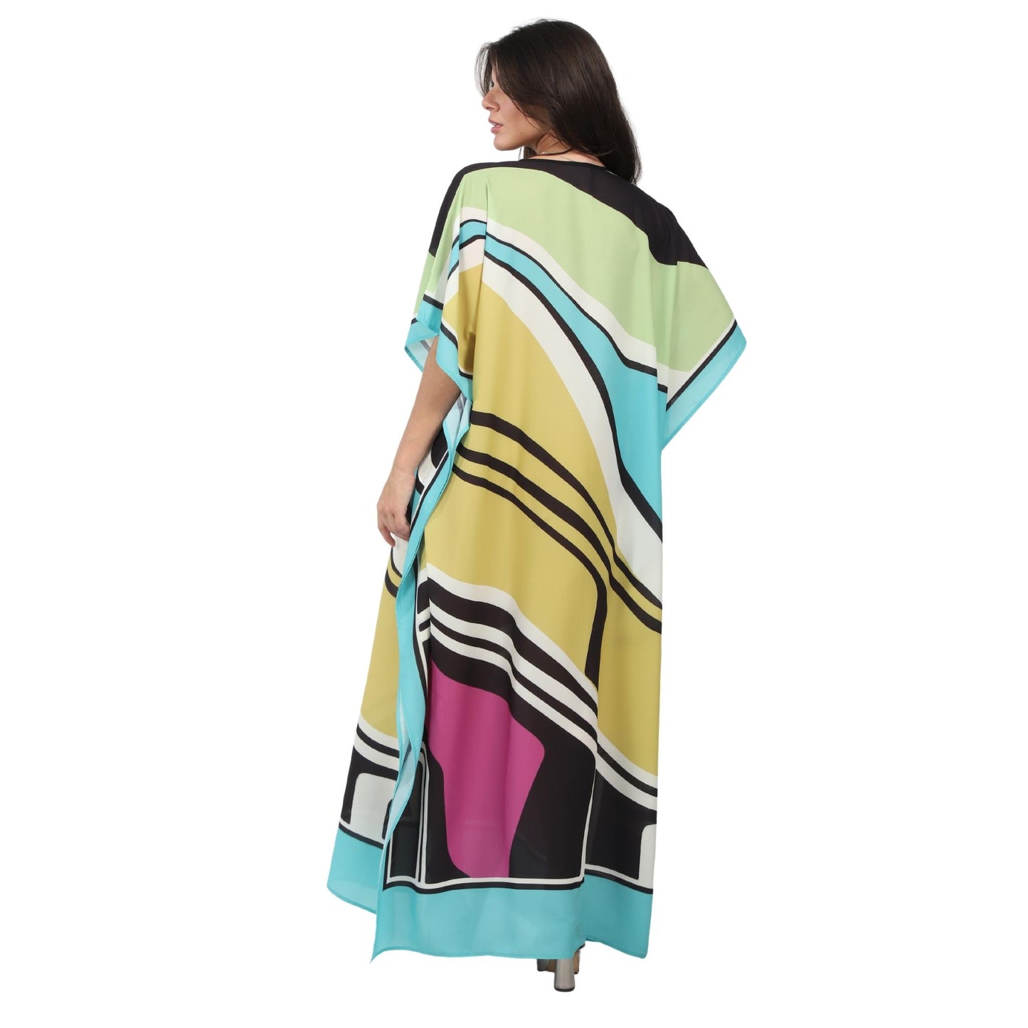 Kaftan vestido longa estampada moderno