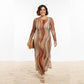 Vestido midi em tule  Bixugrillo estampado fitas