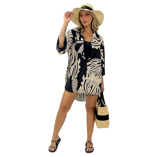 Camisão manga 3/4 BIXUGRILLO estampada  Tuka Black