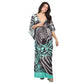 Kaftan vestido longo malha Bixugrillo estampa Zebra green