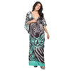 Kaftan vestido longo malha Bixugrillo estampa Zebra green