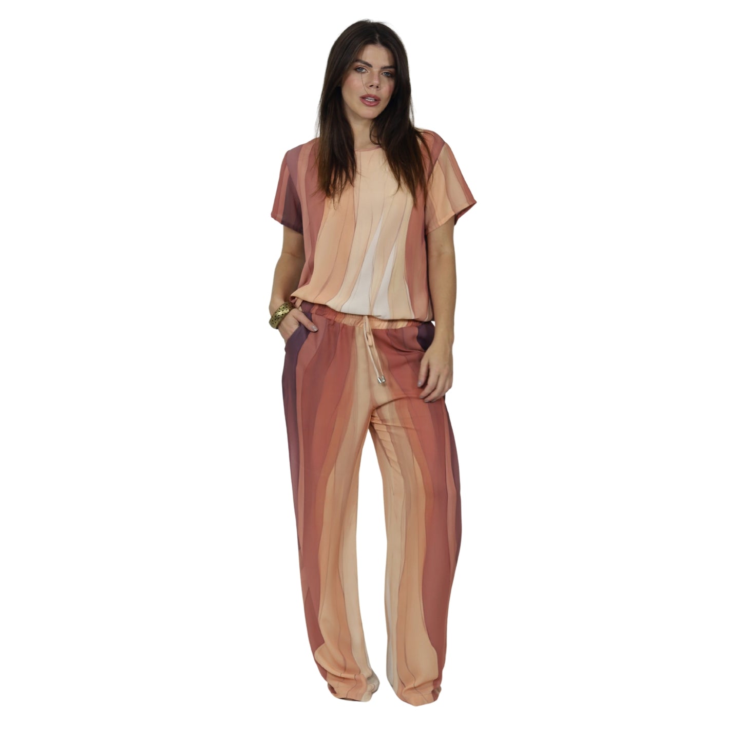 Conjunto Blusa e Pantalona BIXUGRILLO estampada Flow Rosa