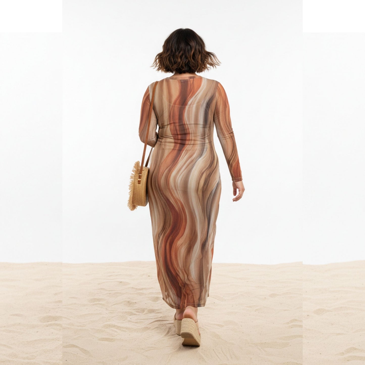 Vestido midi em tule  Bixugrillo estampado fitas