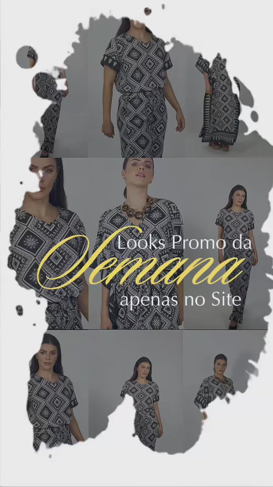 Conjunto Blusa e Pantalona BIXUGRILLO estampada Quadriculado