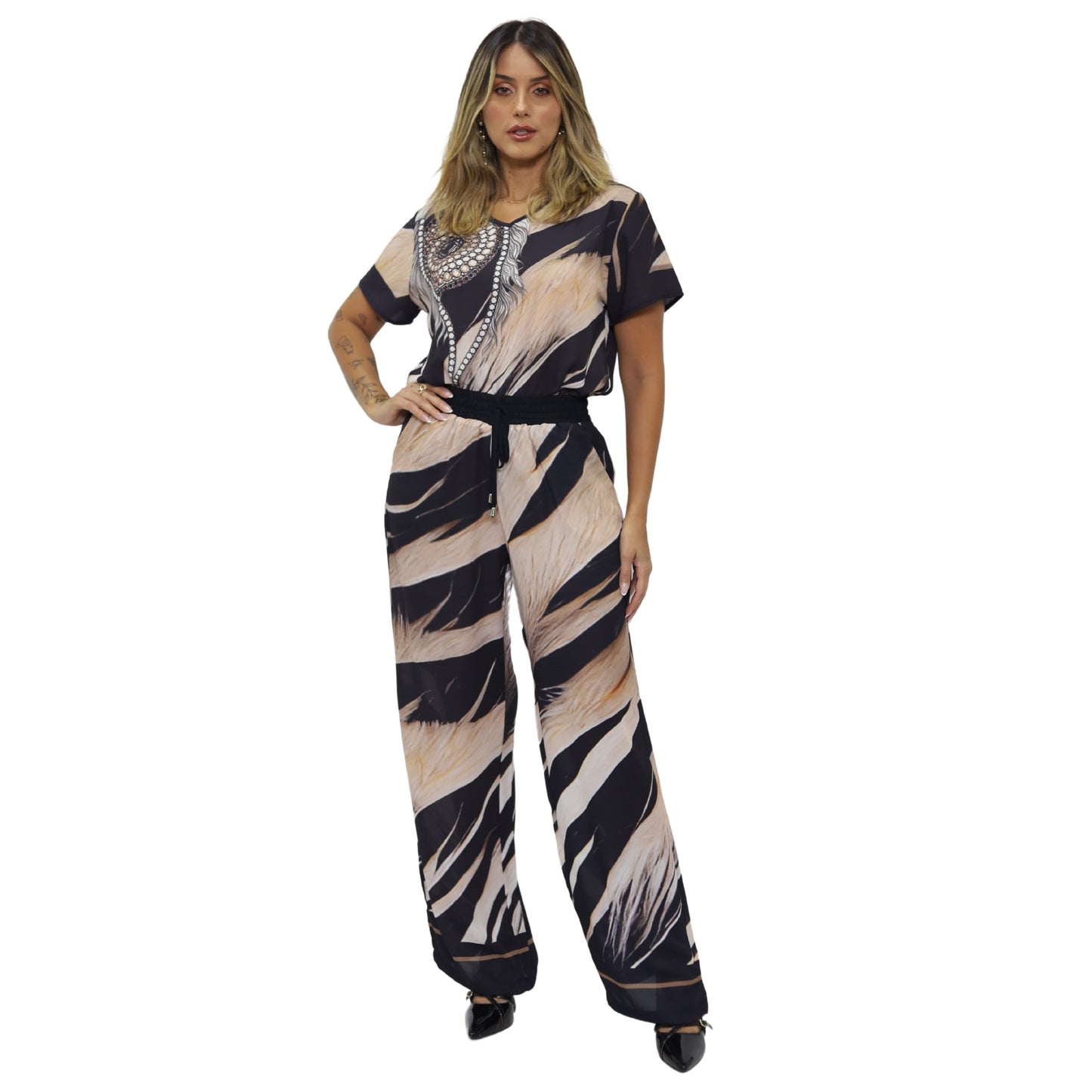 Conjunto Blusa e Pantalona BIXUGRILLO estampada Olho