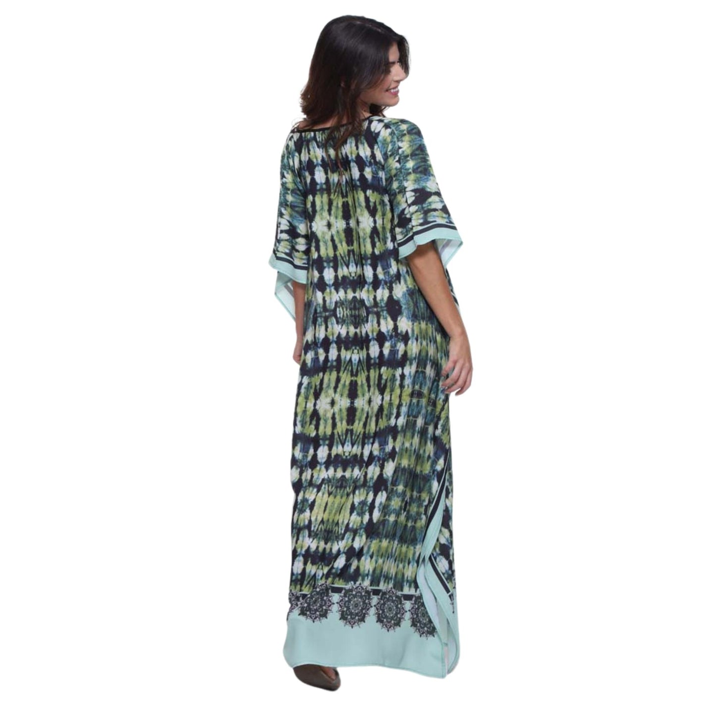KAFTAN VESTIDO Longo BIXUGRILLO estampada Mandala Green