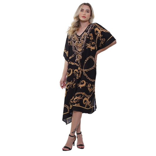 KAFTAN VESTIDO curto BIXUGRILLO estampada Correntes