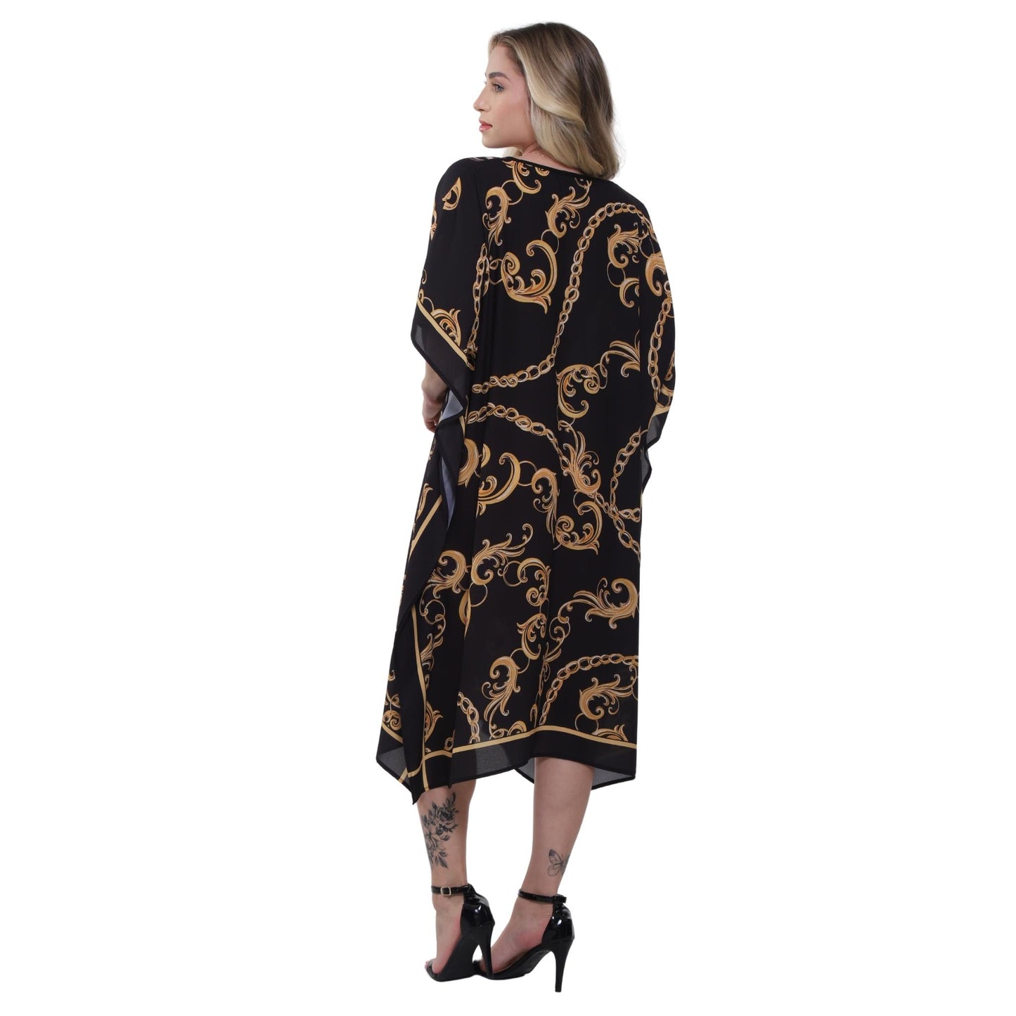 KAFTAN VESTIDO curto BIXUGRILLO estampada Correntes
