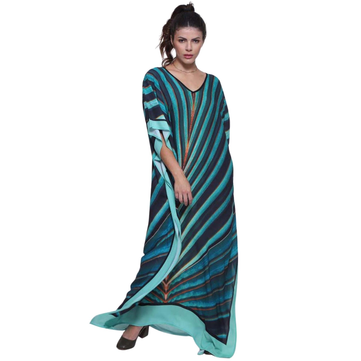 KAFTAN VESTIDO Longo BIXUGRILLO estampada Folha de Coqueiro