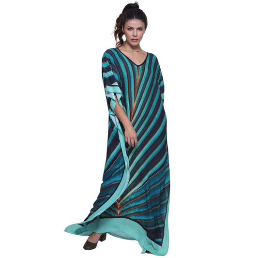 KAFTAN VESTIDO Longo BIXUGRILLO estampada Folha de Coqueiro