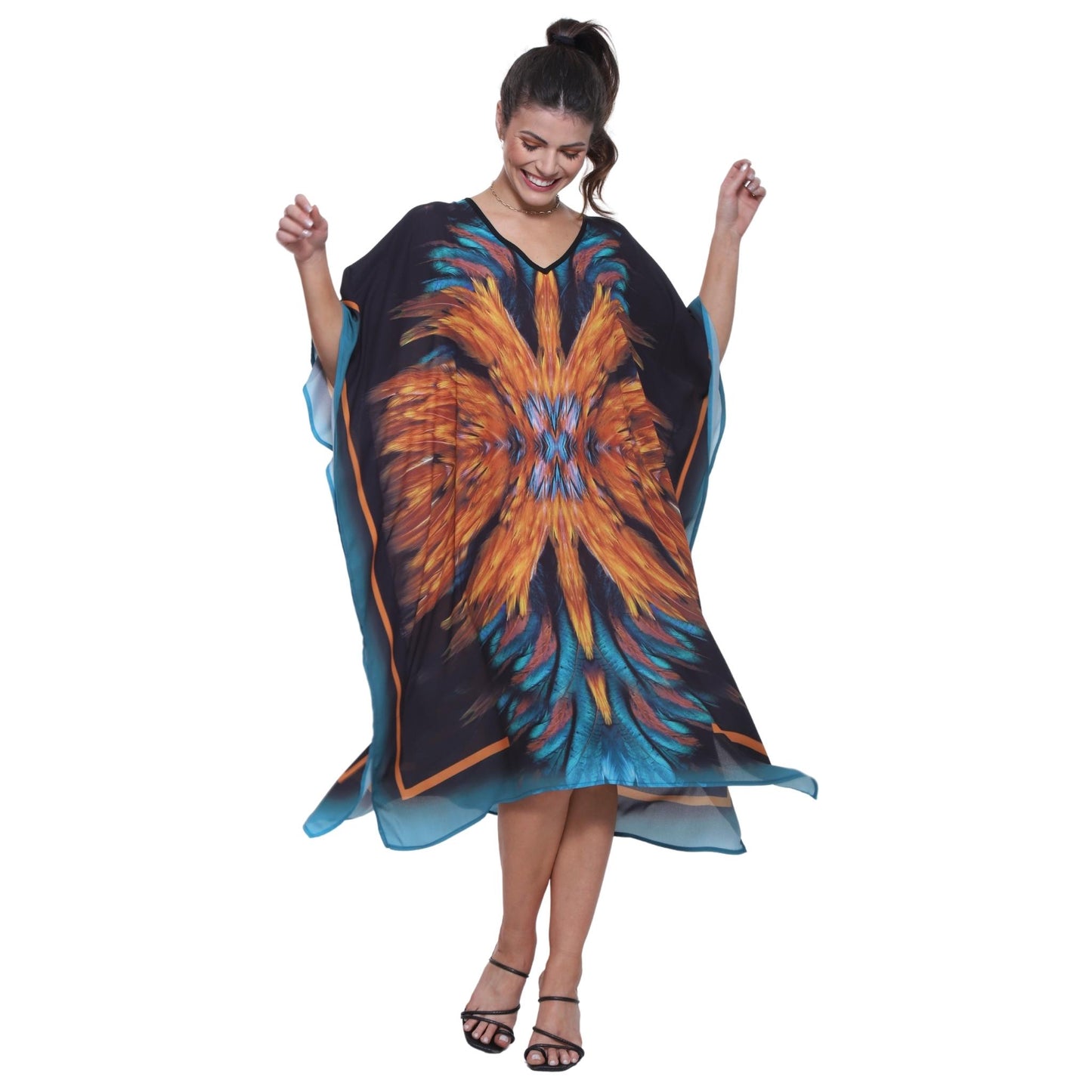 Kaftan VESTIDO curta Bixugrillo estampa Cocar