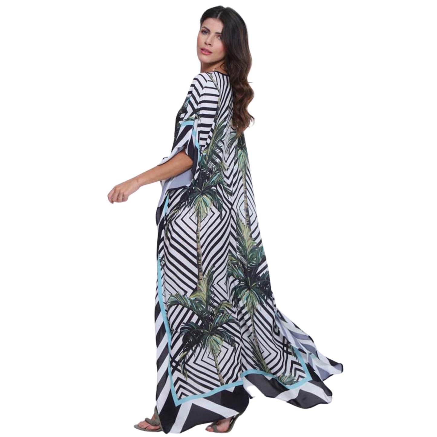 KAFTAN VESTIDO Longo BIXUGRILLO estampada Palmeiras Óticas