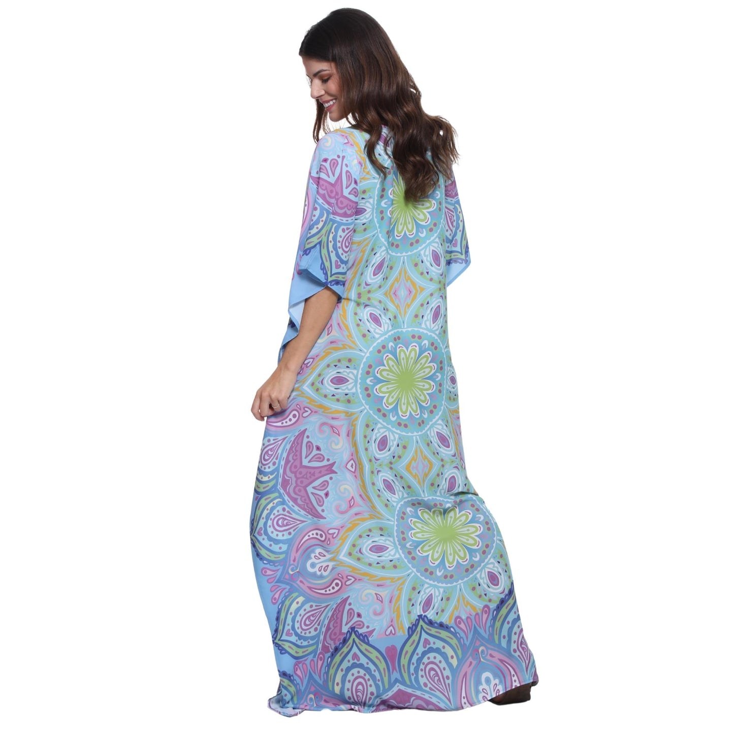 KAFTAN VESTIDO Longo BIXUGRILLO estampada Mandala Marrocos