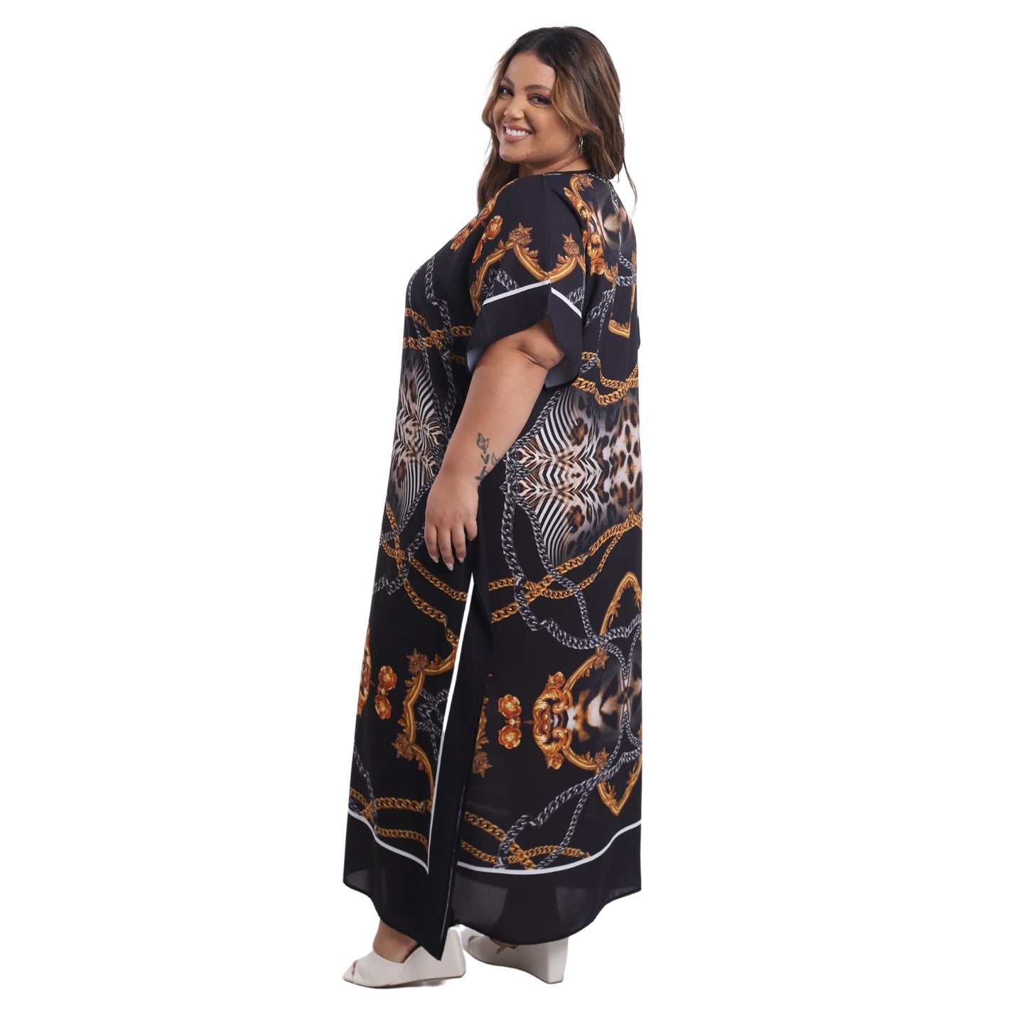 Kaftan Vestido Longo BIXUGRILLO estampada Gucci