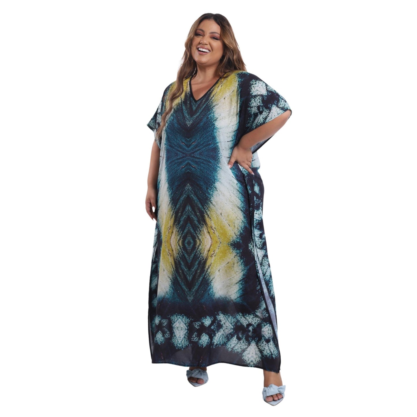 Kaftan Vestido Longo BIXUGRILLO estampada Tapajós