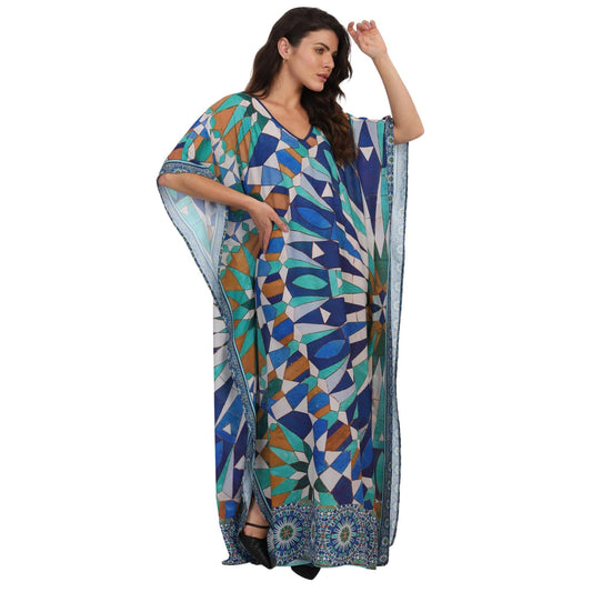Kaftan Vestido Longo BIXUGRILLO estampada Marroquina