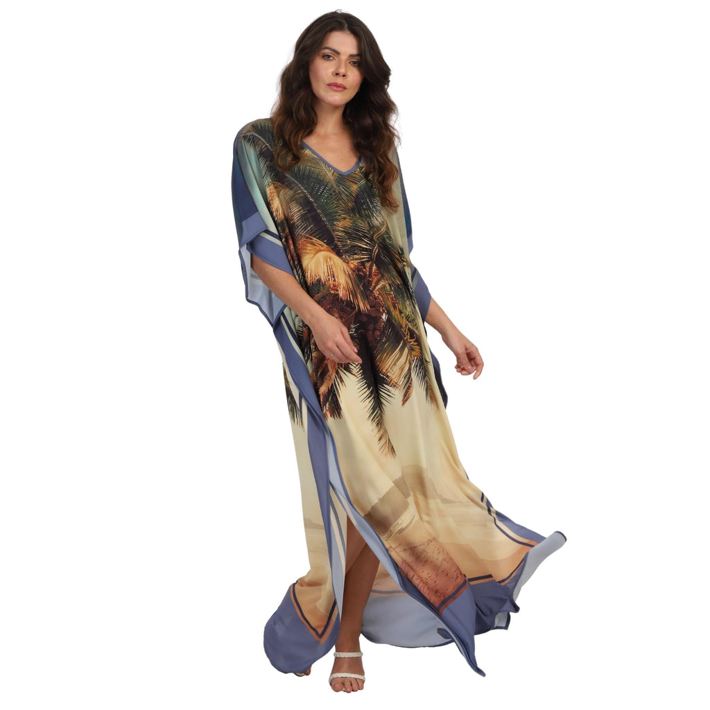 Kaftan Vestido Longo BIXUGRILLO estampada Praia
