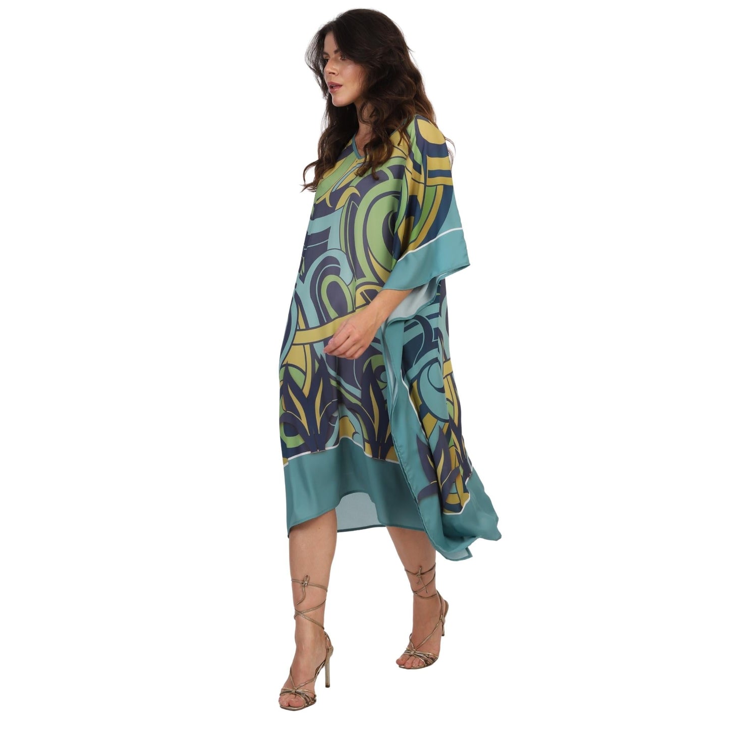 KAFTAN VESTIDO curta BIXUGRILLO estampada Psicodélico