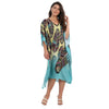 KAFTAN VESTIDO curta BIXUGRILLO estampada Penas Hippie