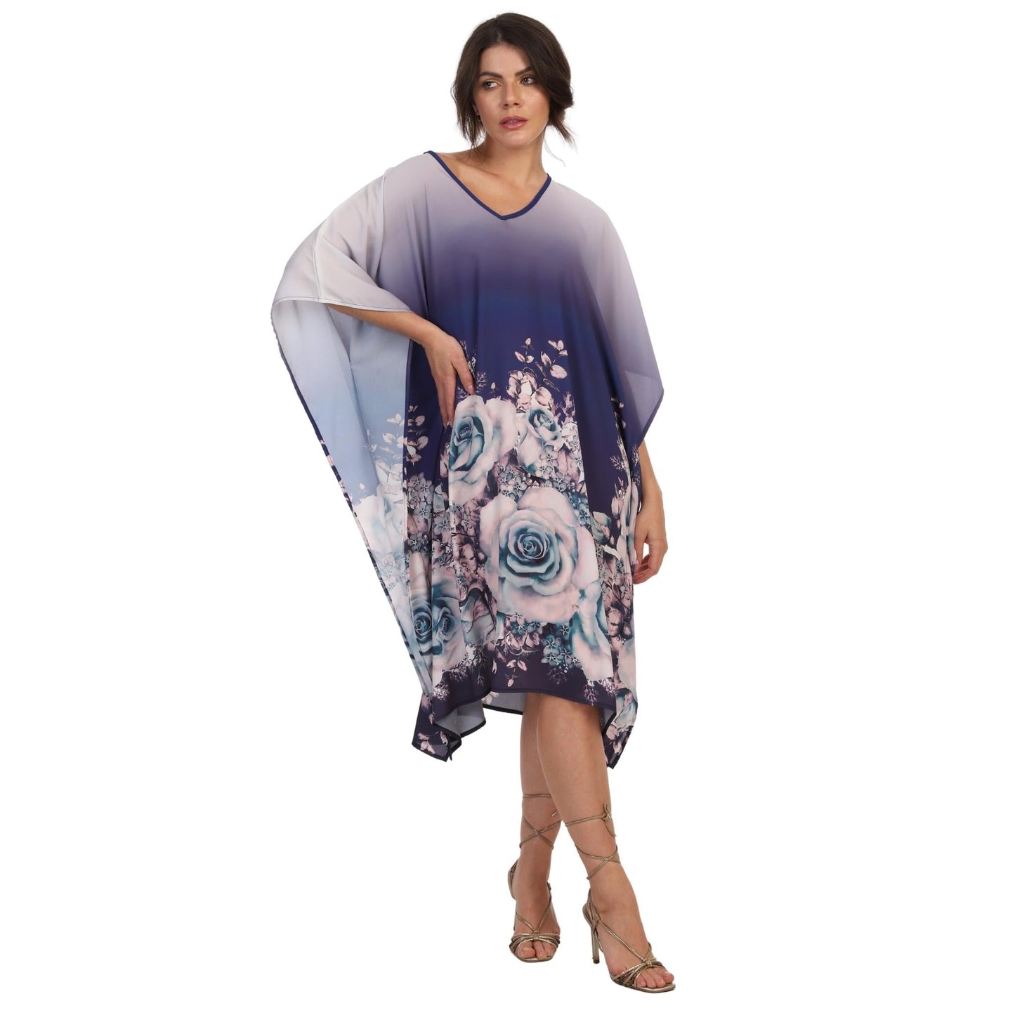 KAFTAN VESTIDO curta BIXUGRILLO estampada Barrado Floral AZ