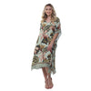 KAFTAN VESTIDO curto Bixugrillo estampa Hibisco Verde