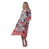 KAFTAN VESTIDO curto Bixugrillo estampa Hibisco Vermelho