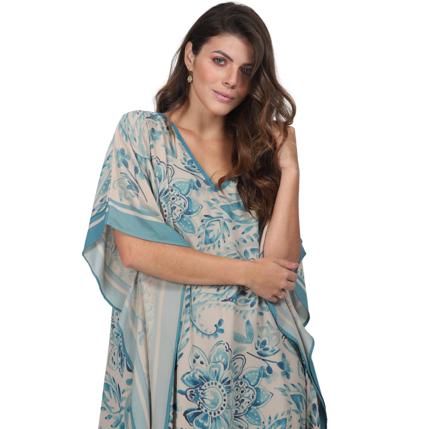 KAFTAN VESTIDO longa BIXUGRILLO estampada Azulejo
