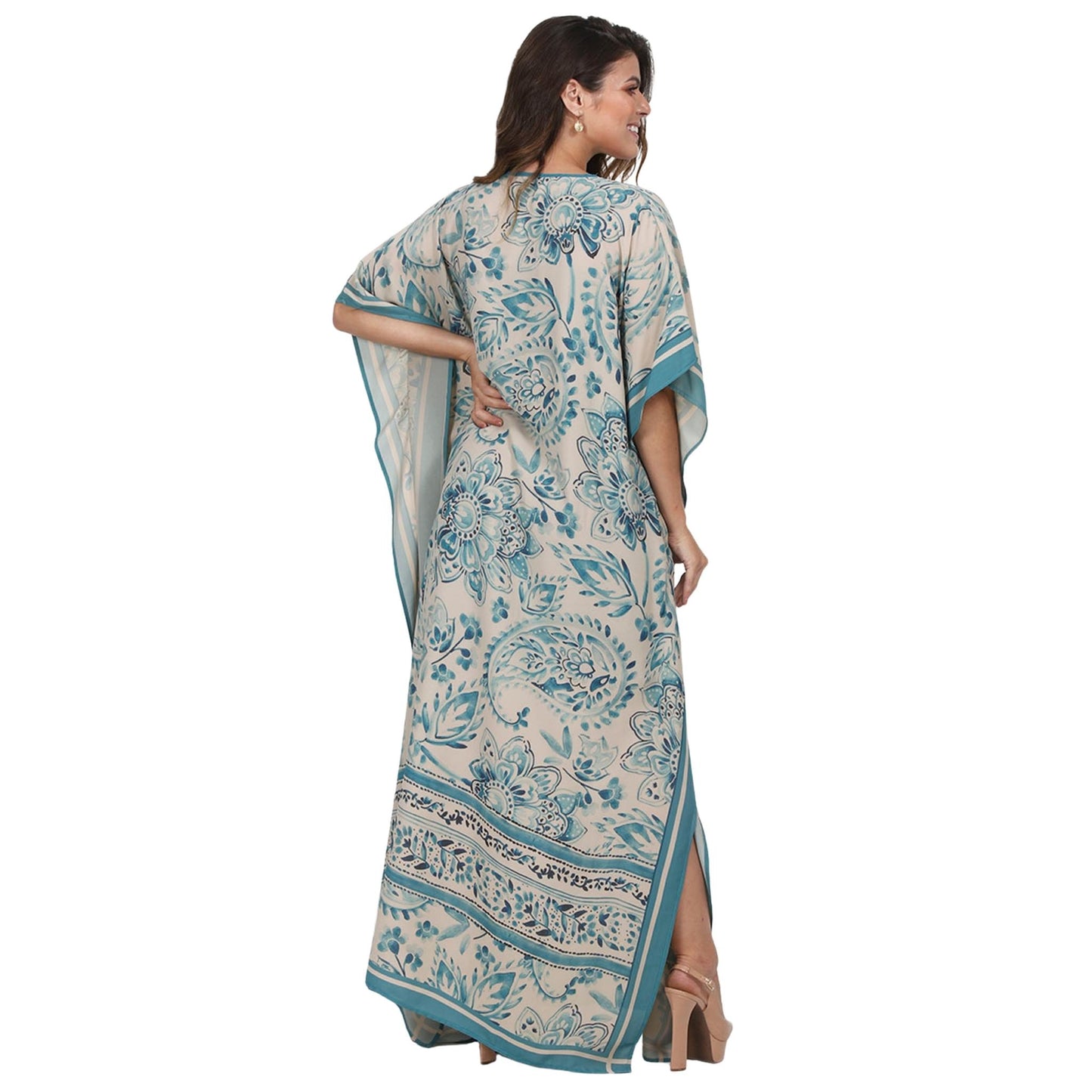 KAFTAN VESTIDO longa BIXUGRILLO estampada Azulejo