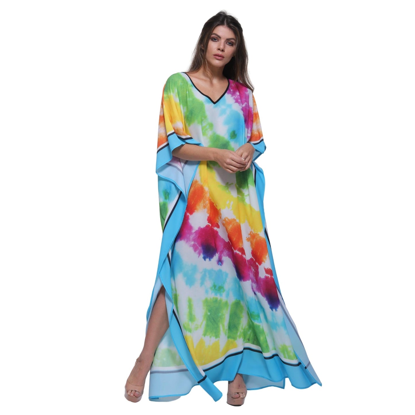 KAFTAN VESTIDO longa BIXUGRILLO estampada tie-dye