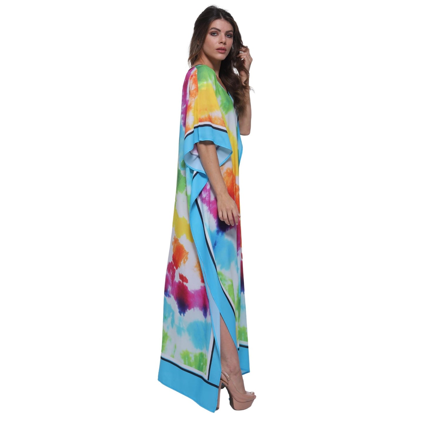 KAFTAN VESTIDO longa BIXUGRILLO estampada tie-dye