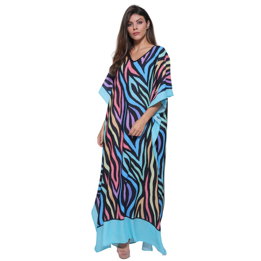 Kaftan VESTIDO Longo Bixugrillo estampa Onda Multicor
