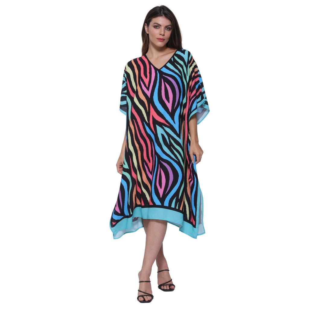KAFTAN VESTIDO curta BIXUGRILLO estampada Onda multicolor