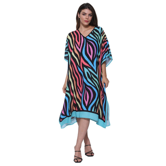 KAFTAN VESTIDO curta BIXUGRILLO estampada Onda multicolor