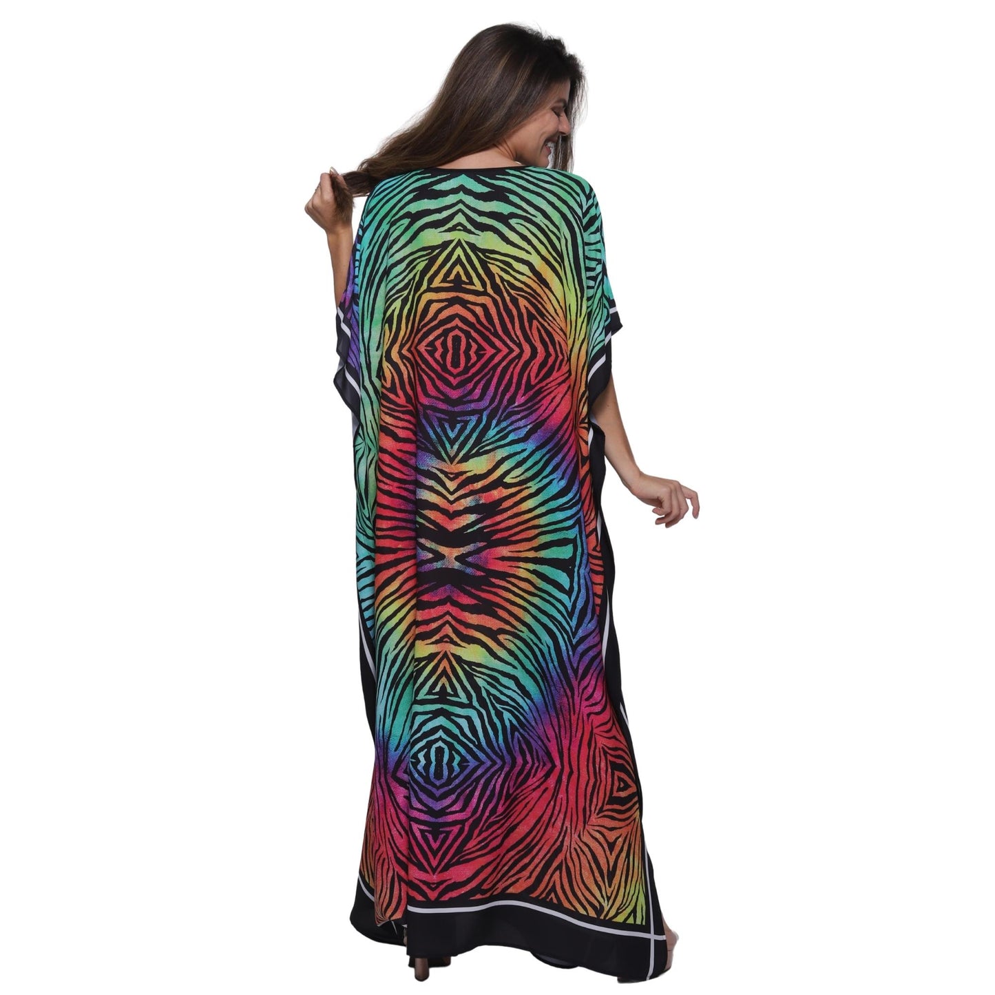 KAFTAN VESTIDO longa BIXUGRILLO estampada zebra multicolor