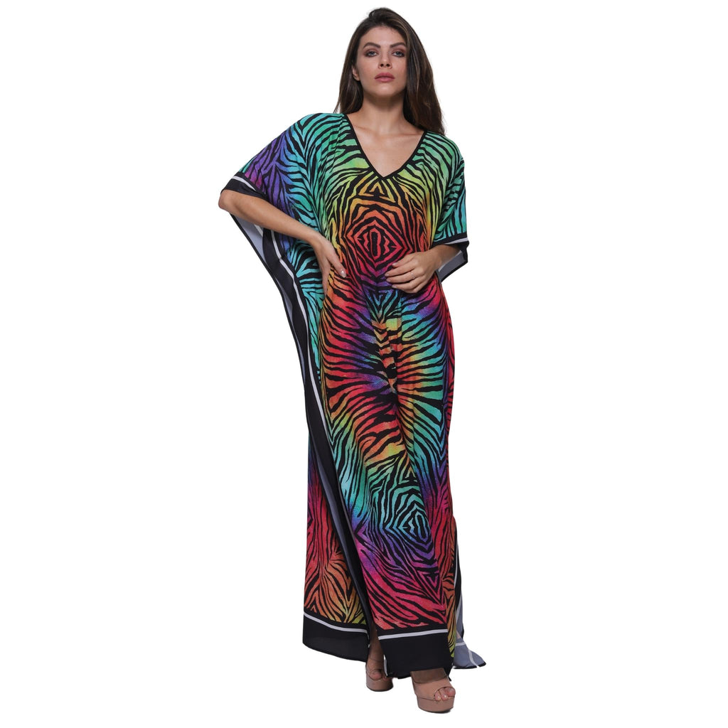 KAFTAN VESTIDO longa BIXUGRILLO estampada zebra multicolor