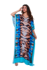 Kaftan vestido Longo Bixugrillo estampado Tigre azul