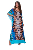 Kaftan vestido Longo Bixugrillo estampado Tigre azul