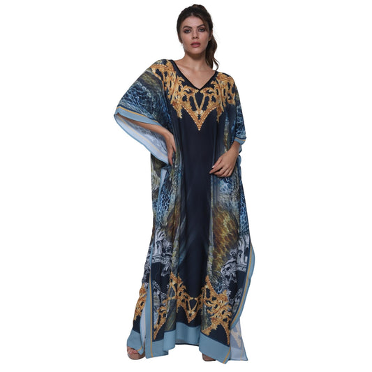KAFTAN VESTIDO longo BIXUGRILLO estampada Netuno