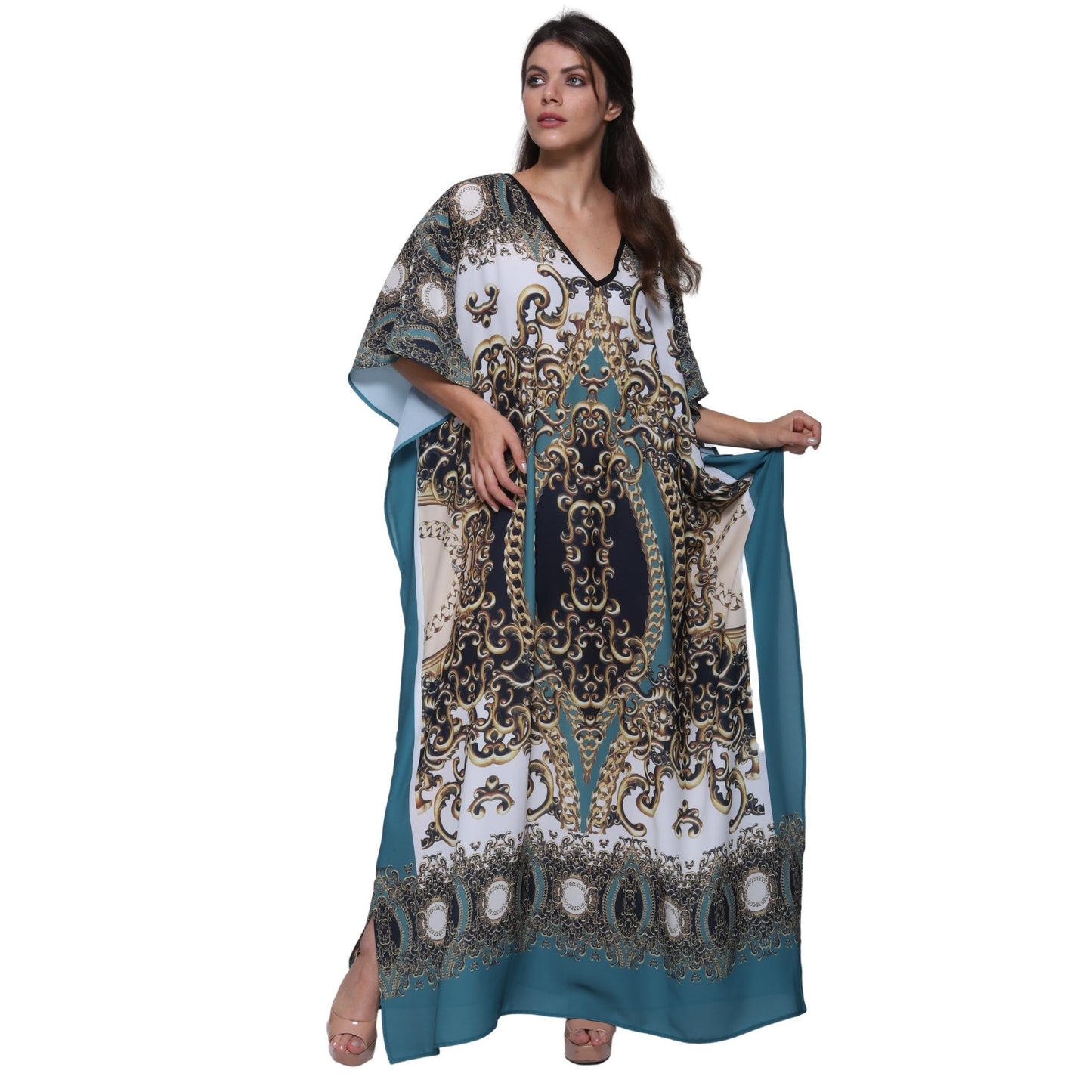 Kaftan vestido Longo Bixugrillo estampado Realeza