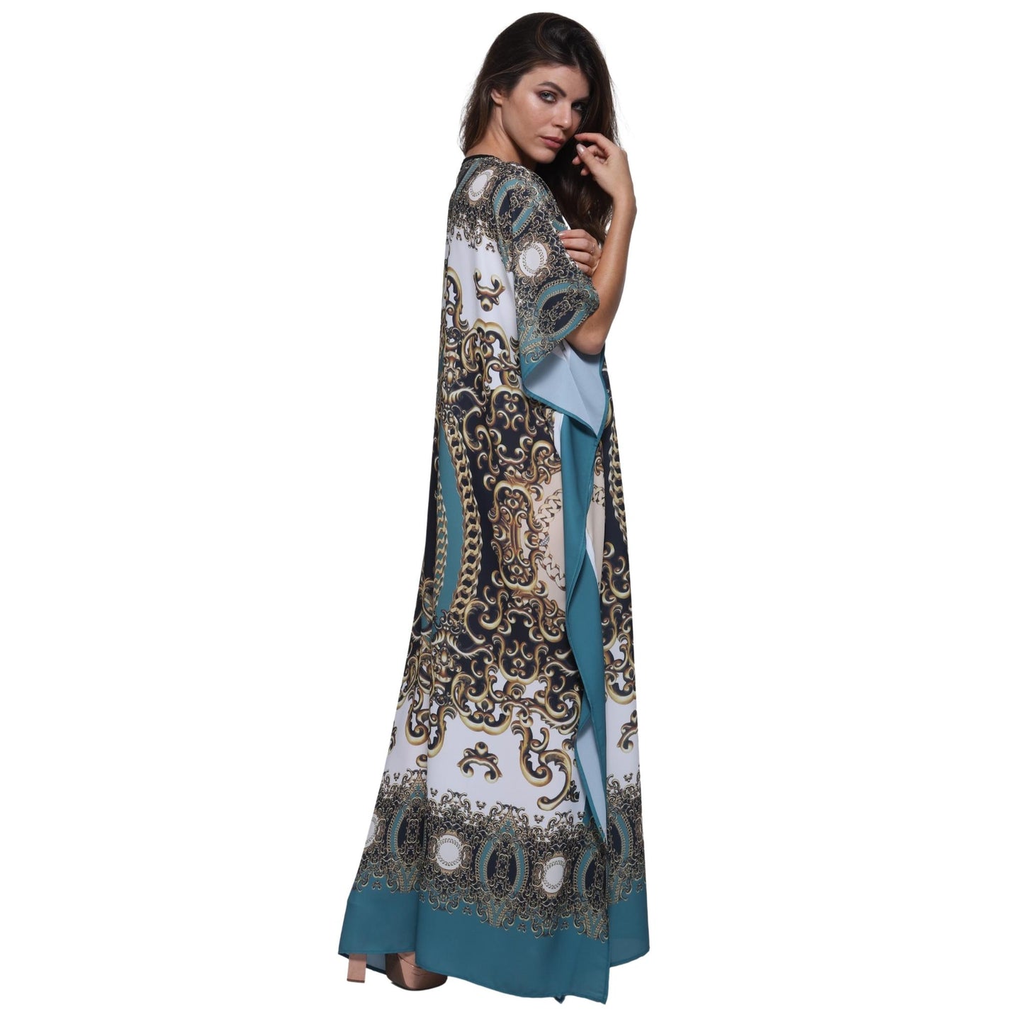 Kaftan vestido Longo Bixugrillo estampado Realeza