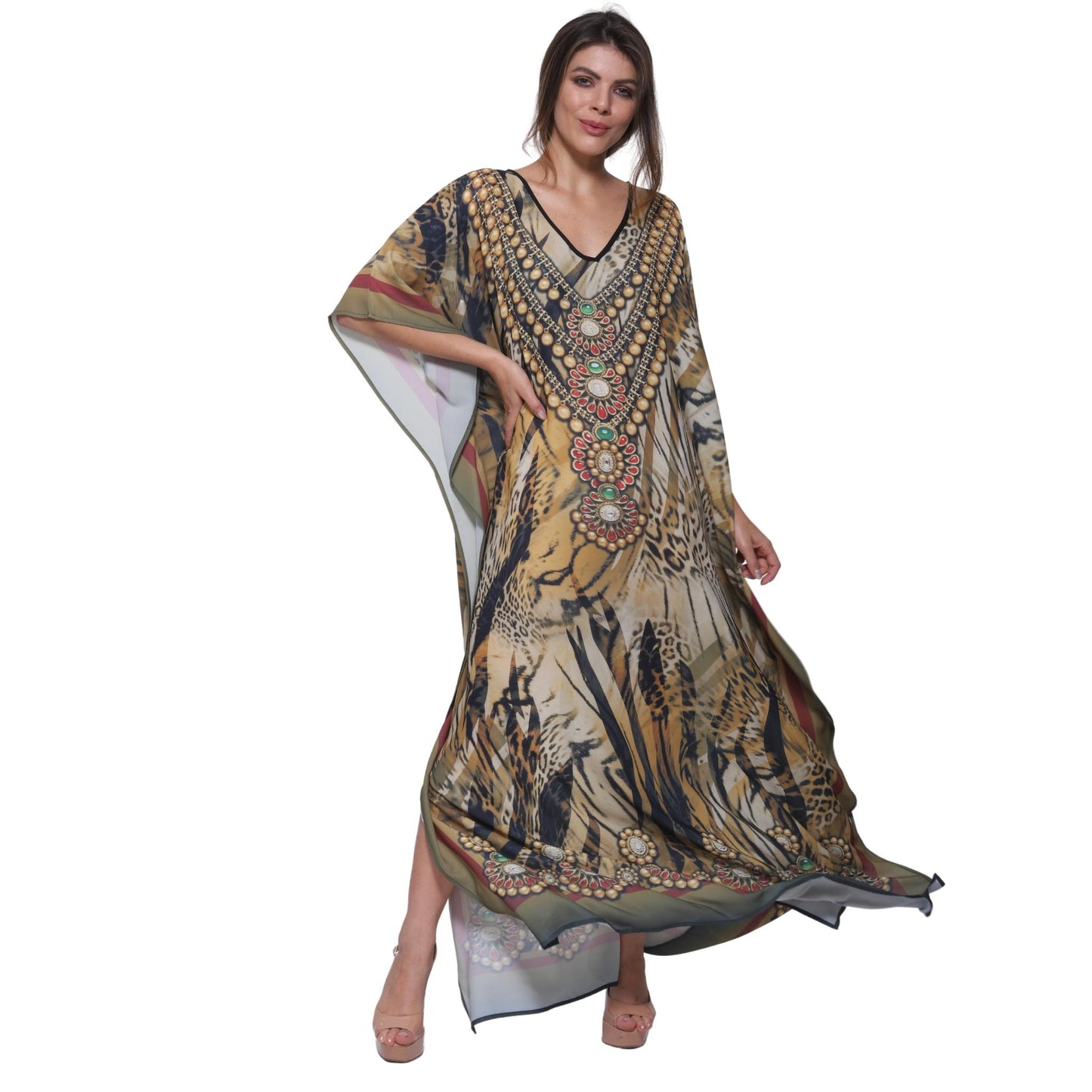 KaftanVestido LongoBixugrillo estampado Zambia