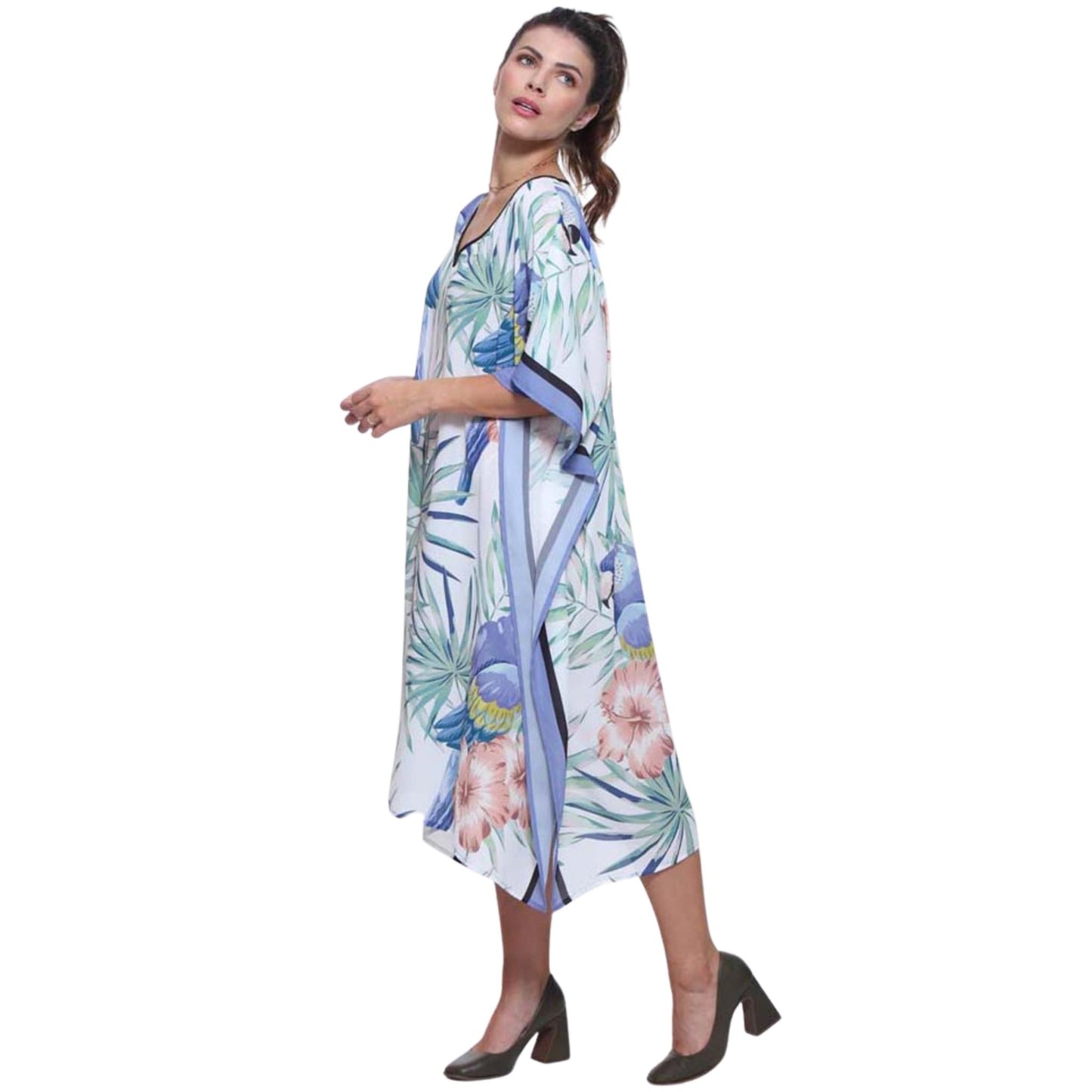 KAFTAN VESTIDO curta BIXUGRILLO estampada Arara Anis