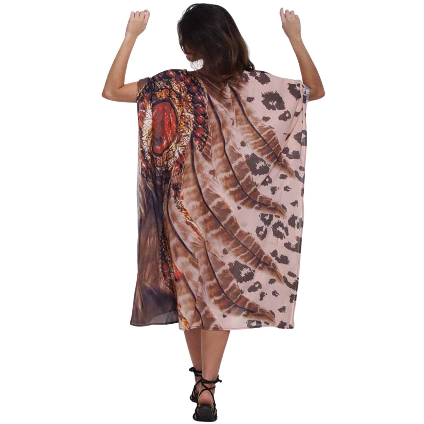 KAFTAN VESTIDO curto BIXUGRILLO estampada Joia Felina