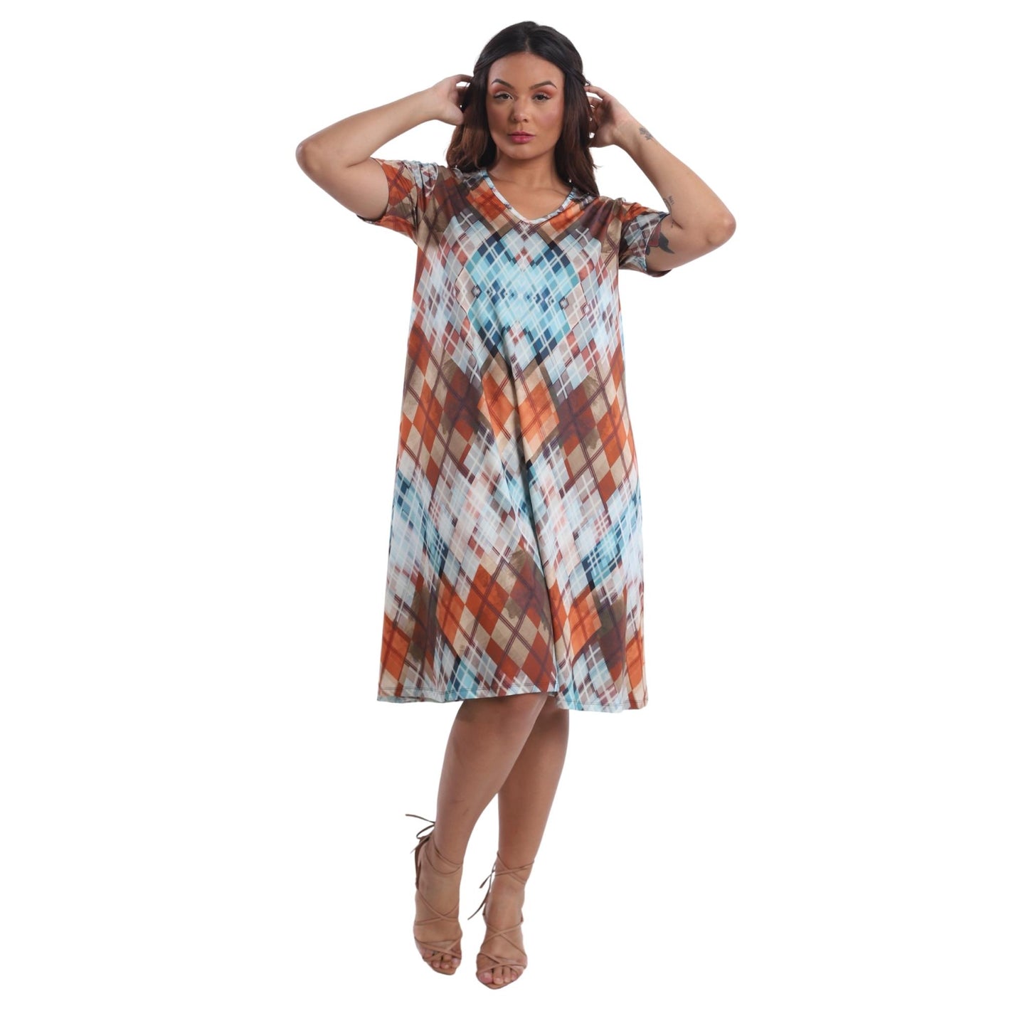 Vestido linha A BIXUGRILLO estampado Losangos