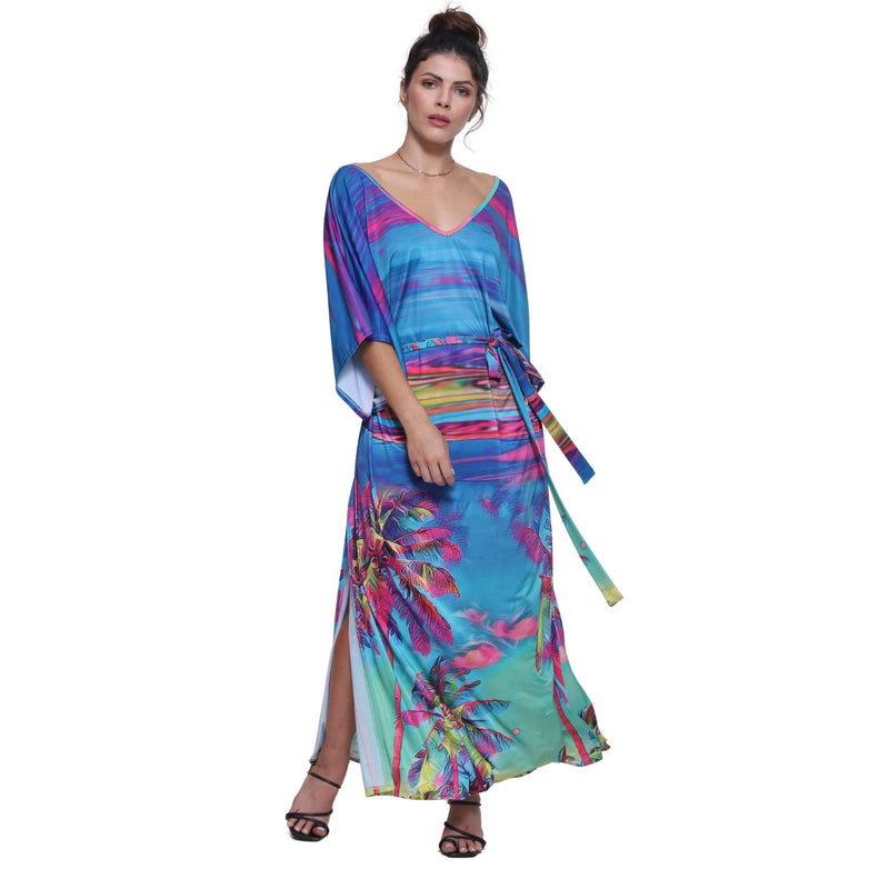 Kaftan Longa Malha Aurora Boreal