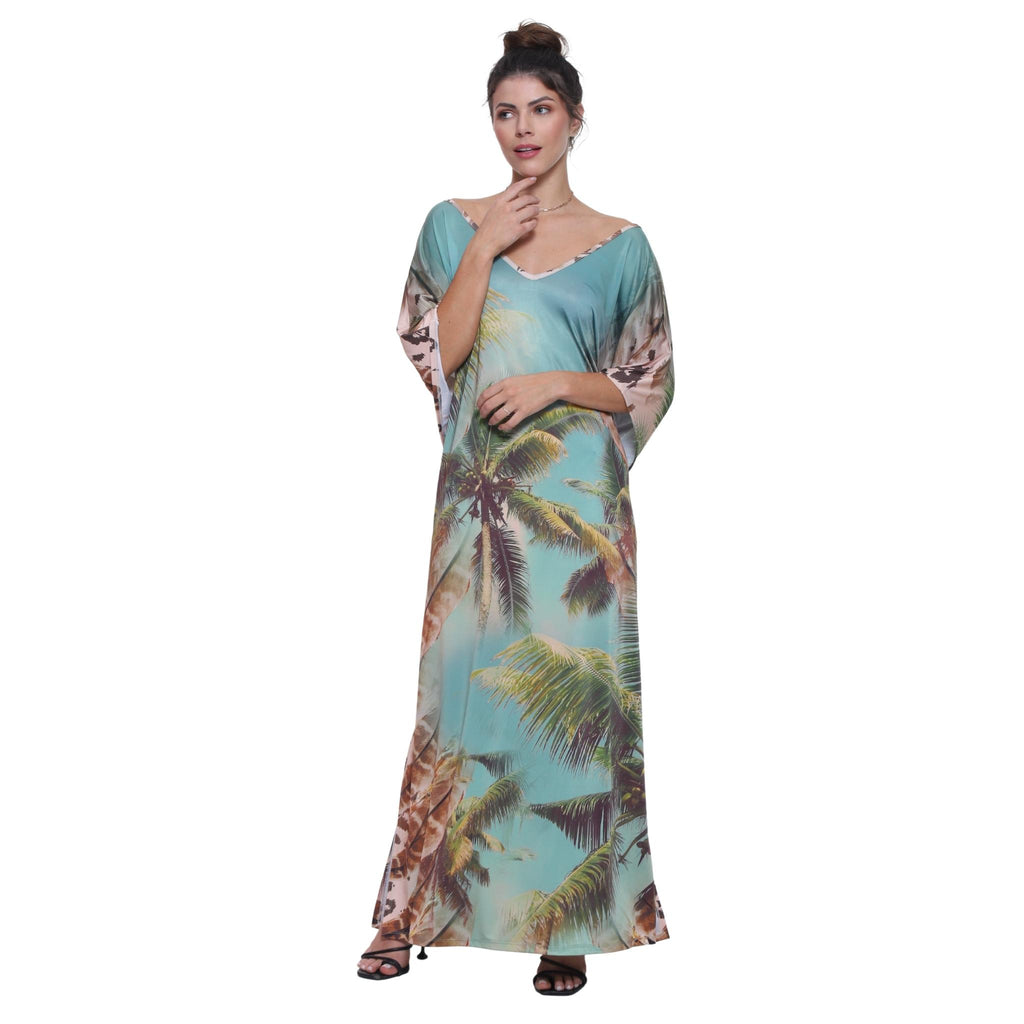KAFTAN VESTIDO longo malha BIXUGRILLO estampa Animal Beach