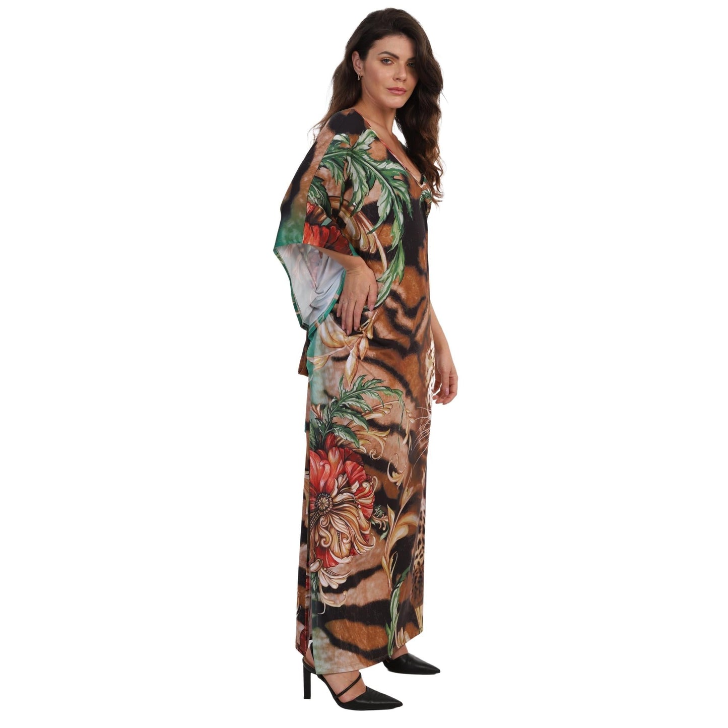 KAFTAN VESTIDO longo malha BIXUGRILLO estampa Selva