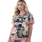 Blusa decote "V" manga curta  Hibiscus Rosa