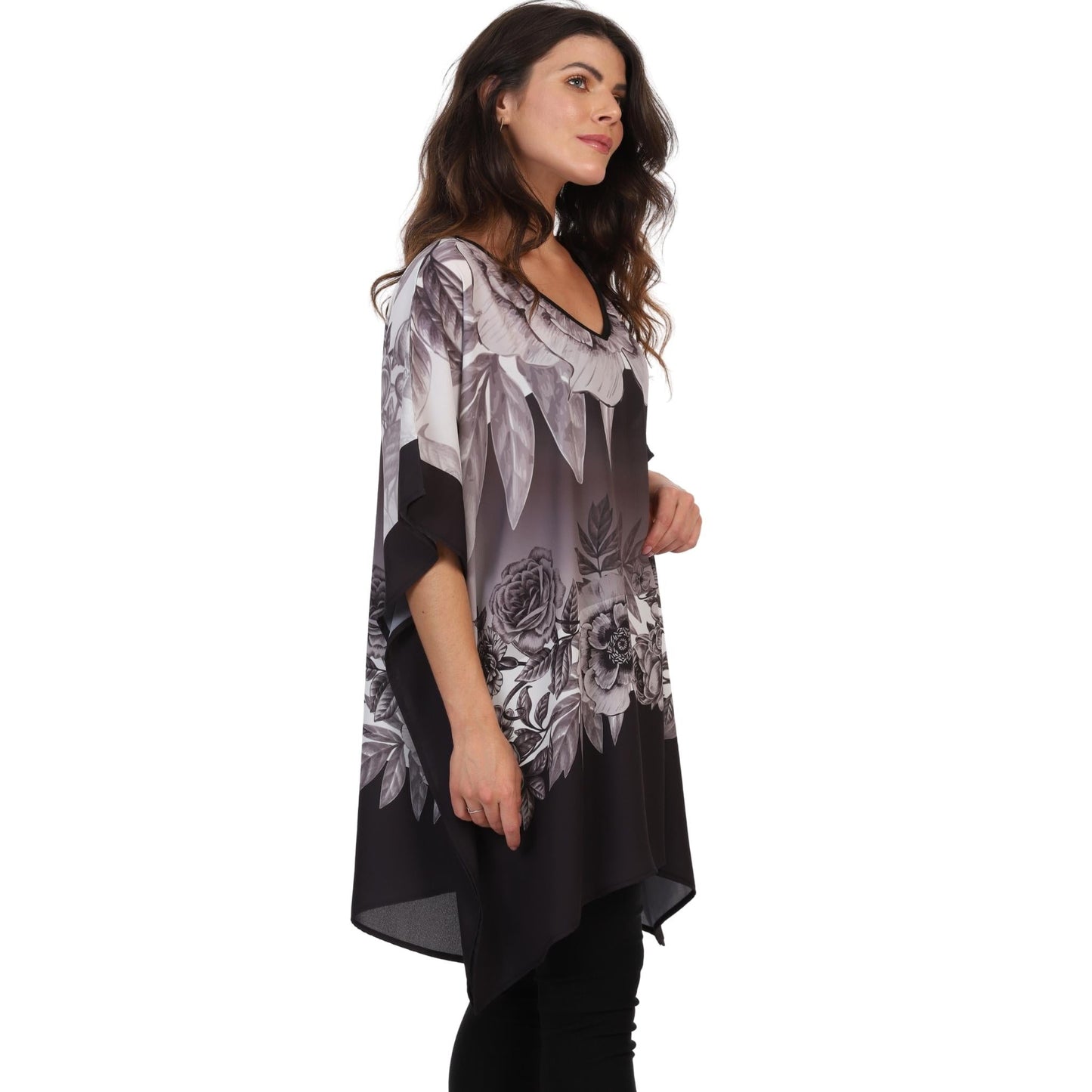 Blusa Kaftan BIXUGRILLO estampada Barrado Floral PB